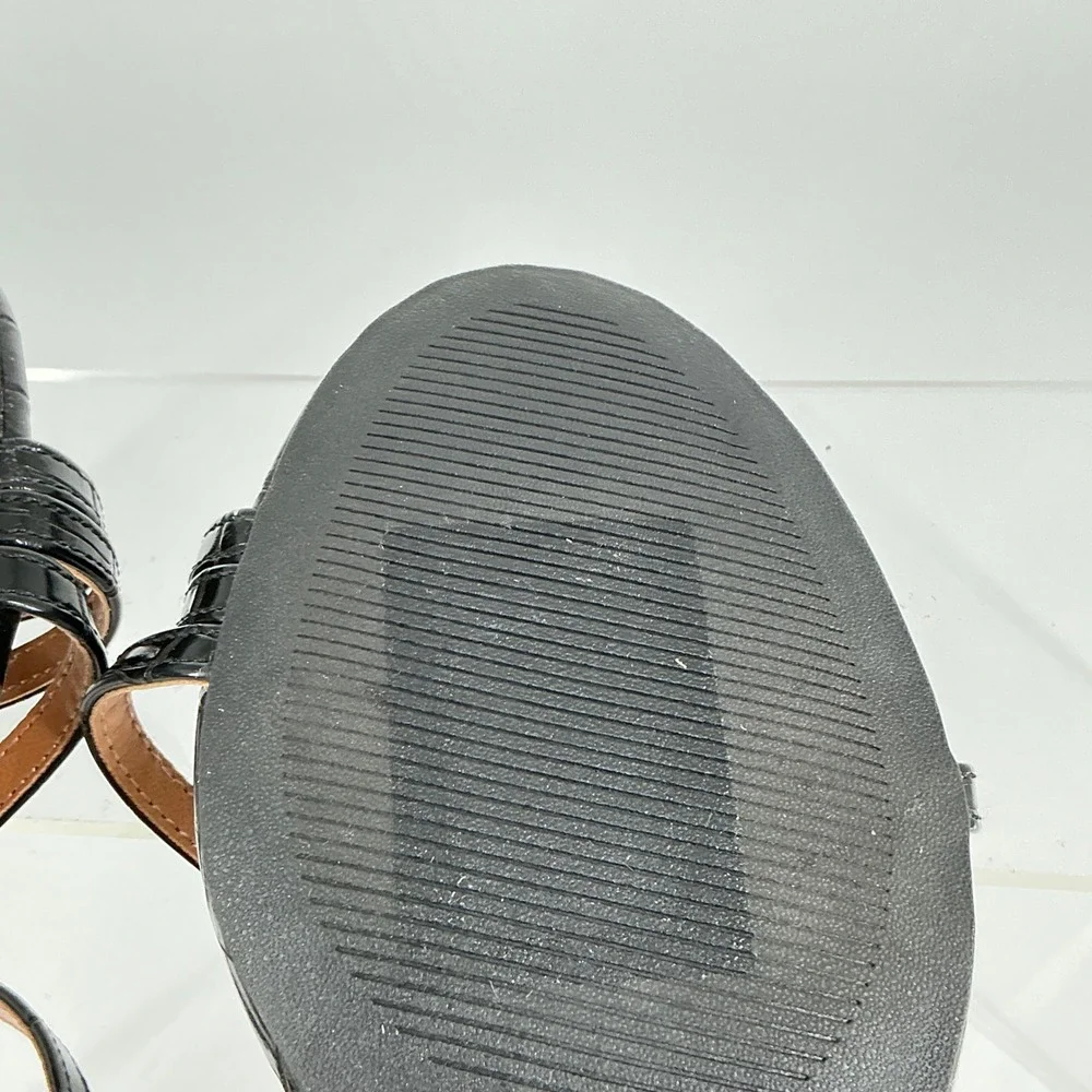 Dolce Vita Size 8.5 Black Croc‎ Print Strappy Stiletto Heels Toe NEW Carlota $79